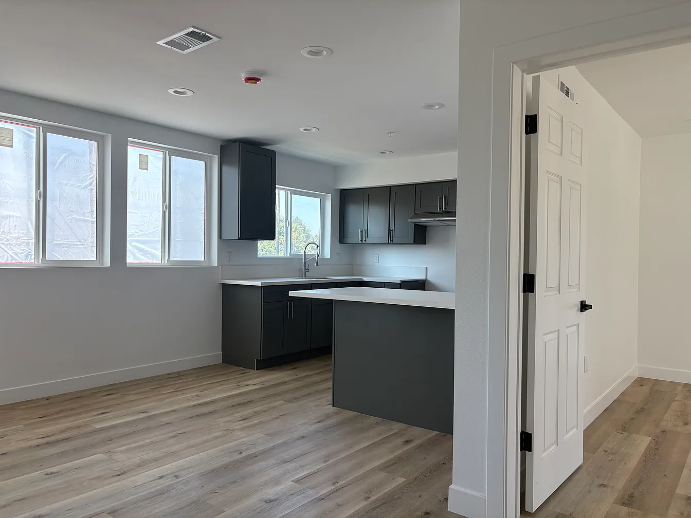 Kitchen and living level in a finished home